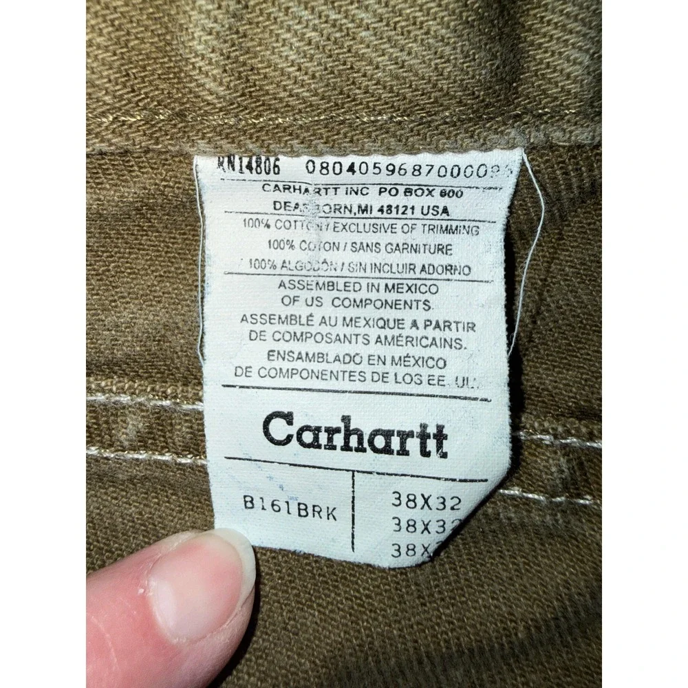 Carhartt B161BRK Mens Traditional Fit Work Jeans Bark Brown 38x32 Denim Pants